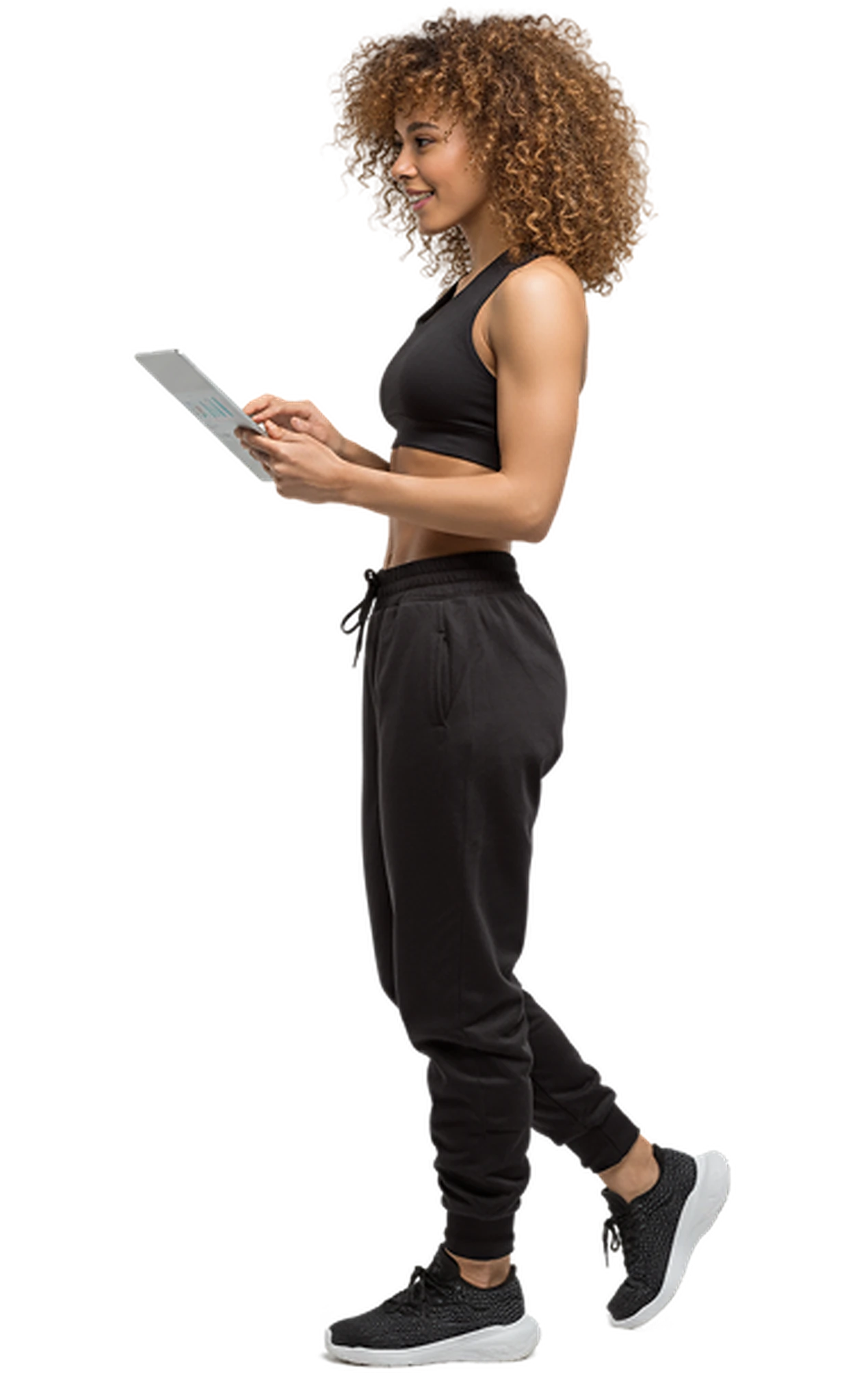 Coach reviewing a training plan on a tablet
