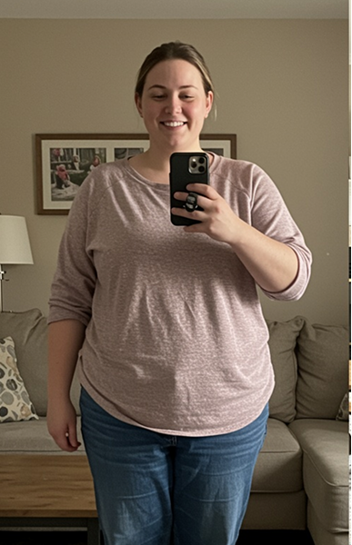 Client-provided transformation photograph labeled before